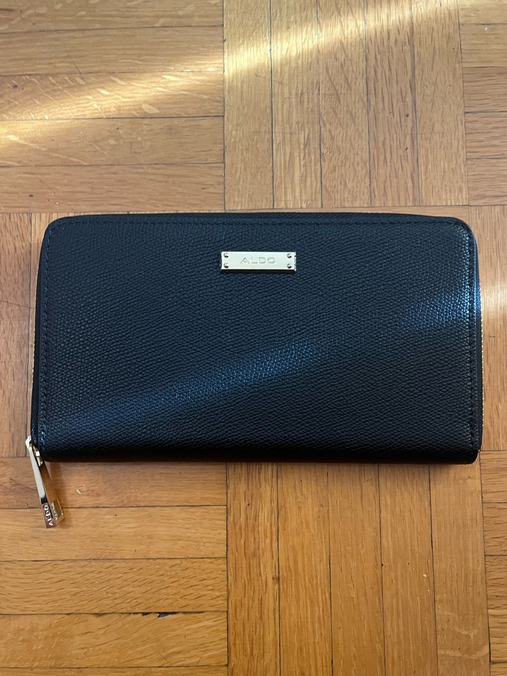 ALDO Black Wallet with Gold Detailing